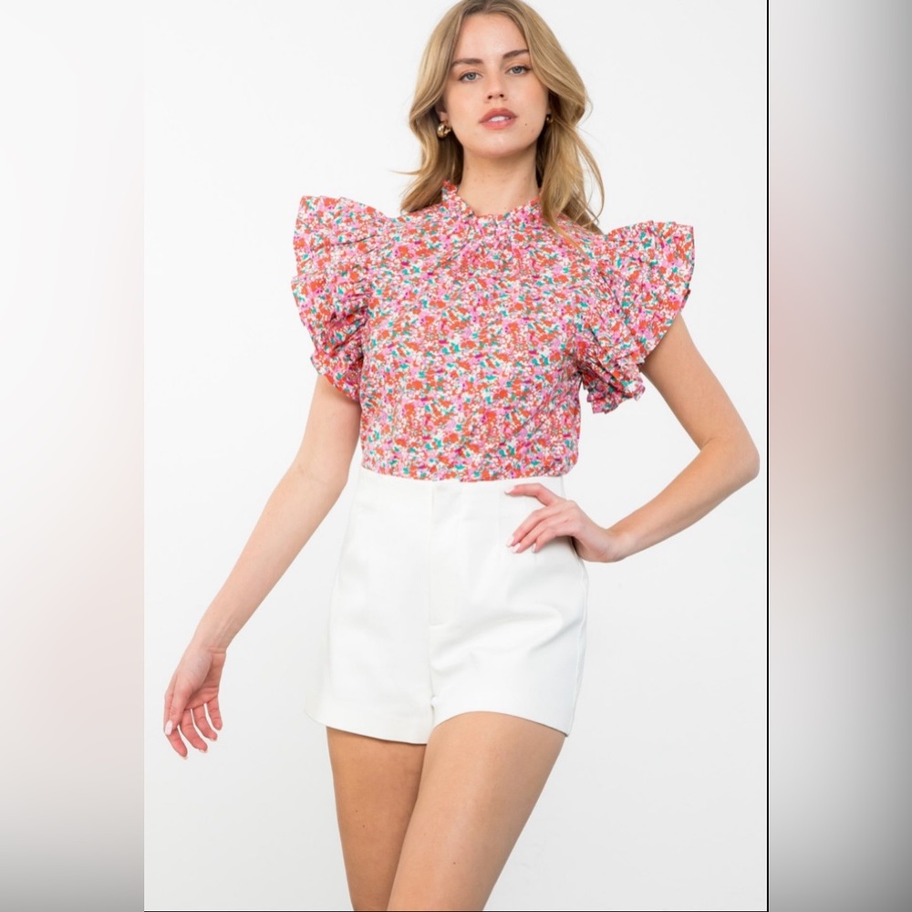 THML Flutter Sleeve Floral Top